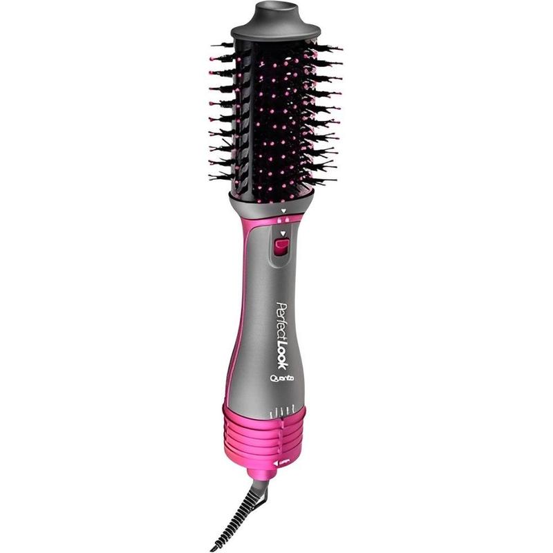 Kit Escova Secador Quanta QTKCS7001 4 Em 1 Bivolt - Cinza/Rosa